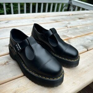 DR. MARTENS BETHAN POLISHED SMOOTH LEATHER PLATFORM SHOES (Size US Women’s 10)